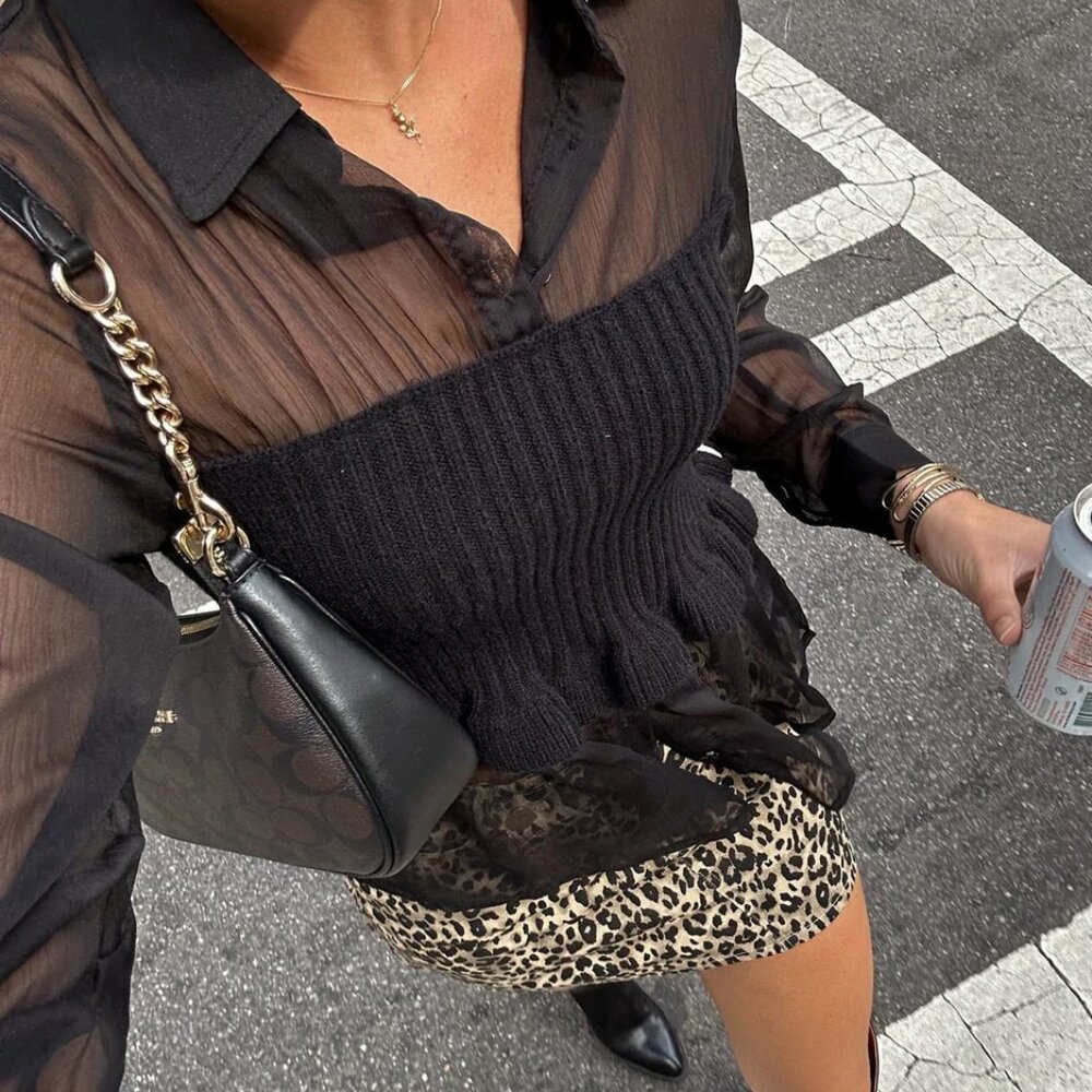 Vestique Emilee Black Sheer Sweater NWT